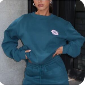 white fox teal crewneck (also selling matching shorts)